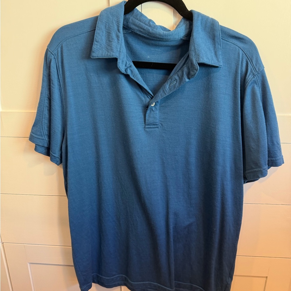Ibex Men's Blue Wool Polo Shirt